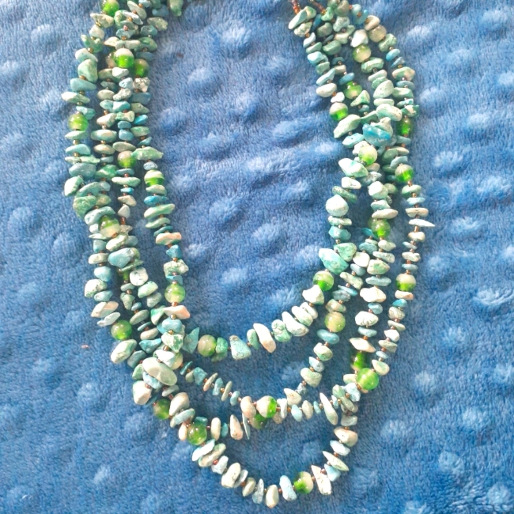 Multi Strand Natural Turquoise Necklace